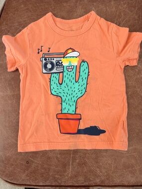 GAP Orange Tee with Teal Cactus Graphic